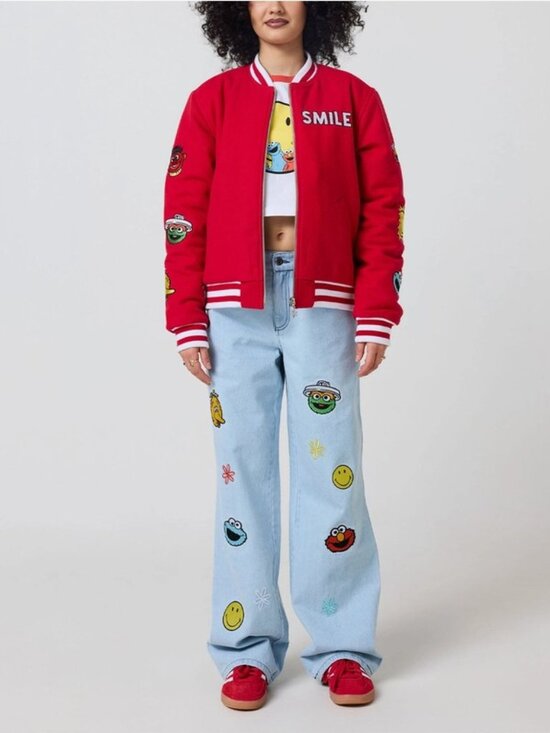 Samii Ryan Jackets & Blazers - Sesame Street The Happiness Crew Varsity Jacket Smiley size Large